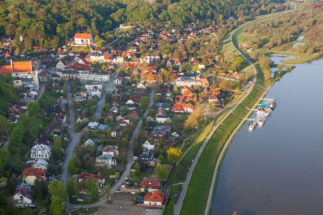Kazimierz Dolny, panorama miasta. EU, PL, Lubelskie.. Lotnicze.
